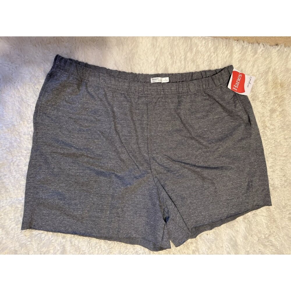 Hanes Gray 5" Cotton Mix Shorts Mens 3X Pull On Summer Relaxed Fit Casual NEW